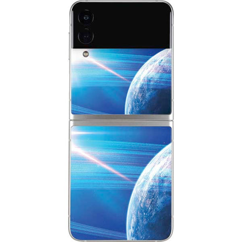 View of a Planet as it Looms in Close Orbit and with Rings Galaxy Z Flip3 5G Skin